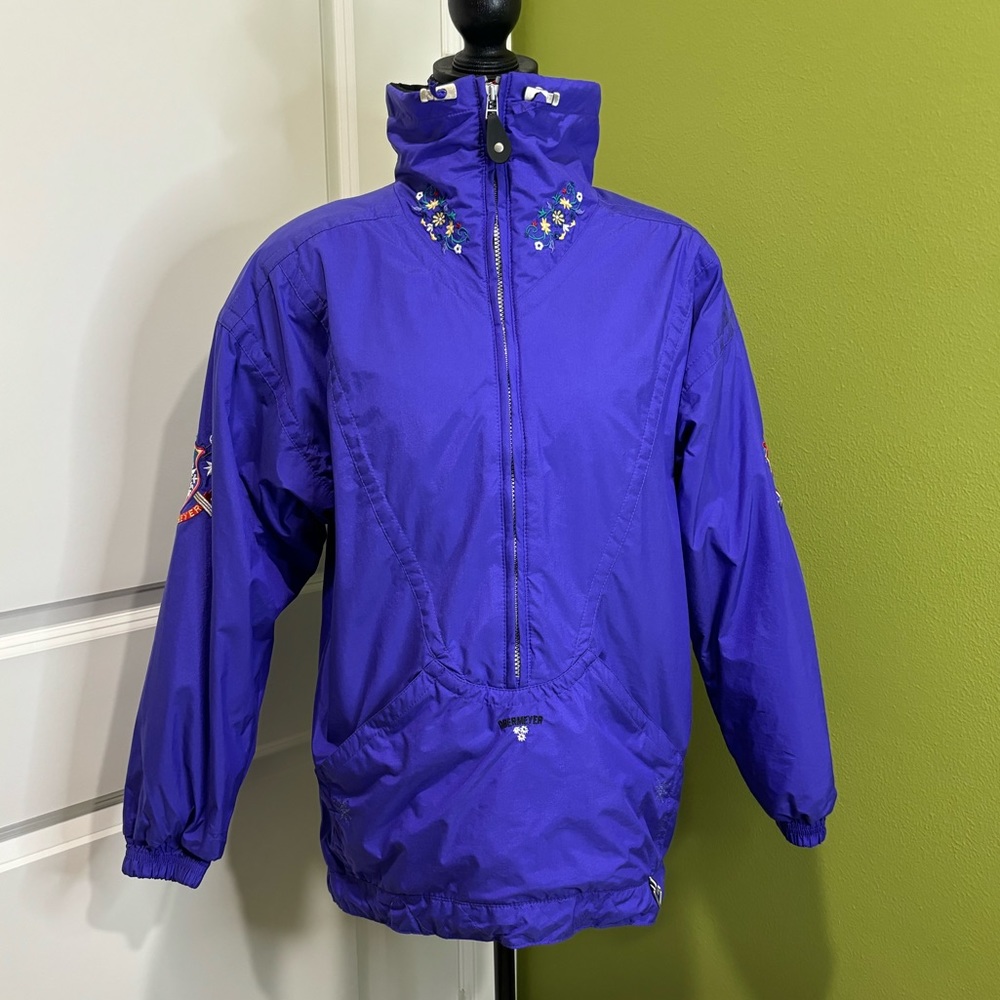 Obermeyer Vintage Scarlet Edelweiss Half-Zip Pullover Ski Jacket Size Sm…